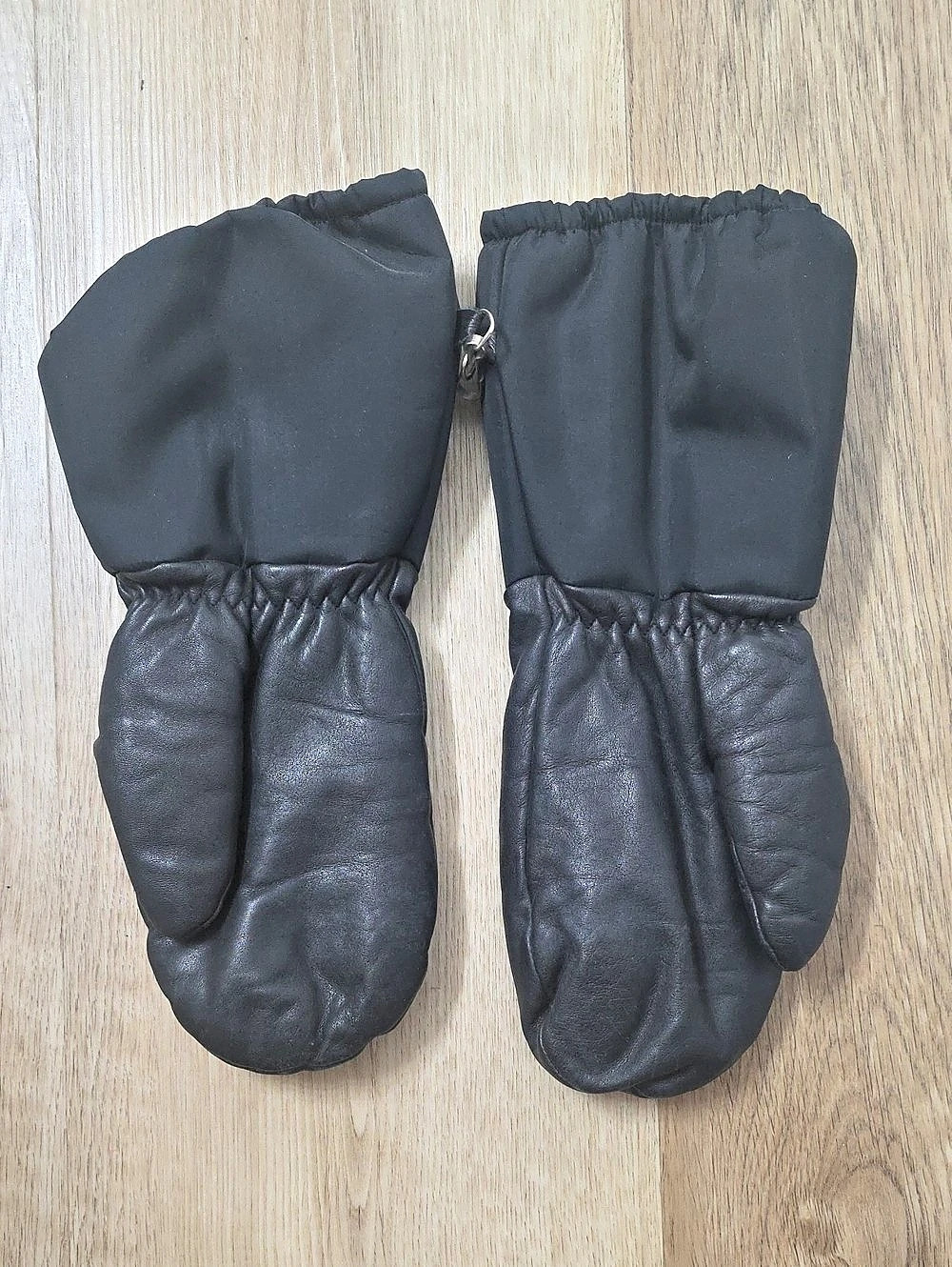 Vintage Genuine Leather Mittens Fur Lined Made in Japan Black Size L